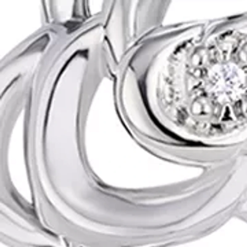 Silver Plated Cubic Zirconia Flower Necklace and Stud Earring Set