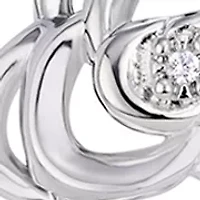 Silver Plated Cubic Zirconia Flower Necklace and Stud Earring Set