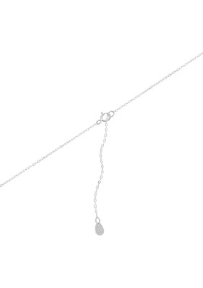 Silver Plated Cubic Zirconia Flower Necklace and Stud Earring Set