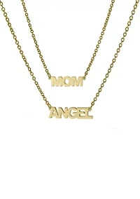 Boxed Gold Over Fine Silver Plated  16 in + 2 in  Mom and 14 in + 2 in  Angel Mom and Me Necklace Set