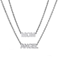 Boxed Fine Silver Plated  16 in + 2 in Mom and 14 in + 2 i Angel Mom and Me Necklace Set