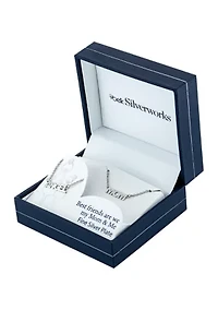 Boxed Fine Silver Plated  16 in + 2 in Mom and 14 in + 2 i Angel Mom and Me Necklace Set
