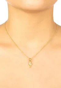 Boxed Gold Over Fine Silver Plated 16+2" Crystal Pavé Lightning Bolt Pendant Necklace and Cloud Stud Earrings Set