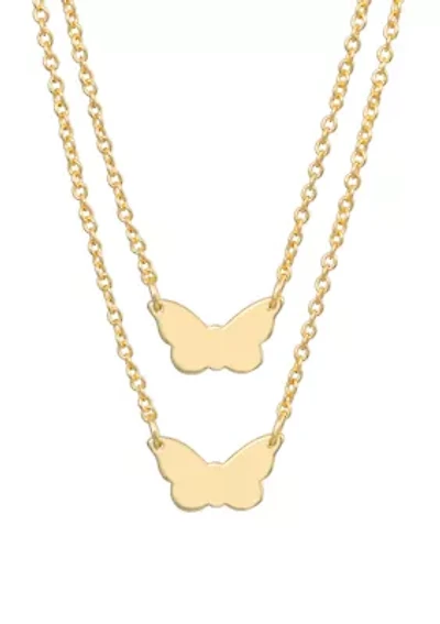 Boxed Gold Over Fine Silver Plated 16'' + 2" Butterfly 2 Piece Necklace Set