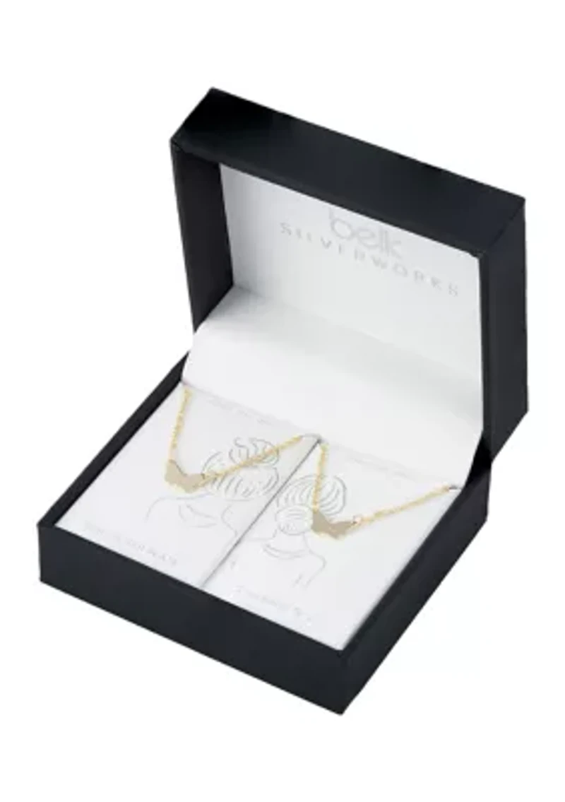 Boxed Gold Over Fine Silver Plated 16'' + 2" Butterfly 2 Piece Necklace Set