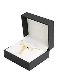 Gold Plated Cubic Zirconia 'Mama' Heart Charm Necklace and Stud Earring Set