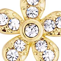 Gold Plated Cubic Zirconia Pave Daisy Flower Earring and Necklace Set