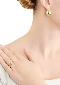 Dome Hoop Earrings and Open Adjustable Ring Set