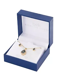 Gold Plated Mystic Cubic Zirconia Pear Halo Necklace and Stud Earring Set