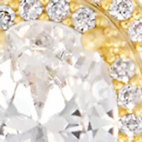 Plated Cubic Zirconia Round Halo Pendant and Stud Earring Set