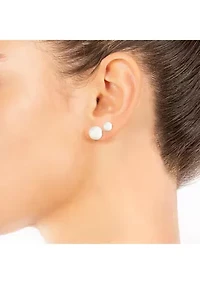 Sterling Silver 6mm and 8mm Freshwater Pearl Duo Stud Earring Set