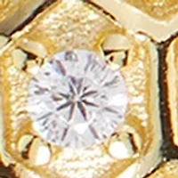 Gold Over Sterling Silver Cubic Zirconia Turtle and Round Duo Stud Earring Set