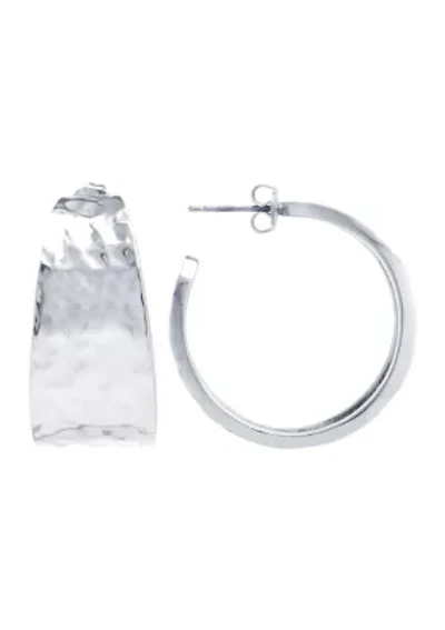 Sterling Silver Hammered Hoop Earrings