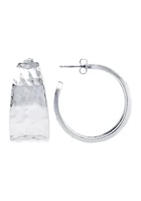 Sterling Silver Hammered Hoop Earrings