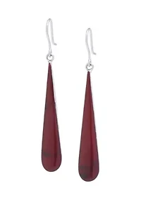 Sterling Silver Red Jasper Long Teardrop Earrings