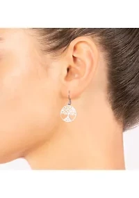 Sterling Silver Laser Cut Tree of Life Drop Earrings