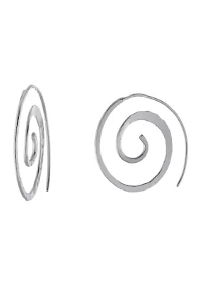 Sterling Silver Hammered Swirl Earrings