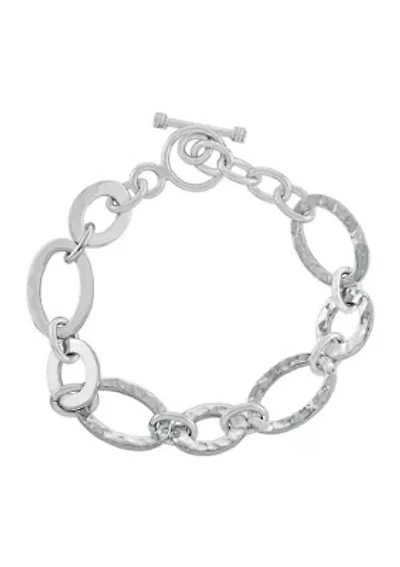 Hammered Sterling Silver Oval Link Bracelet