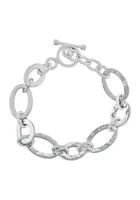 Hammered Sterling Silver Oval Link Bracelet