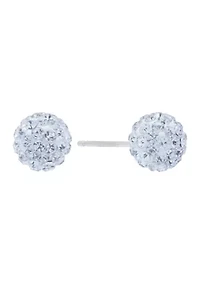Sterling Silver 8 Millimeter Clear Crystal Ball Studs