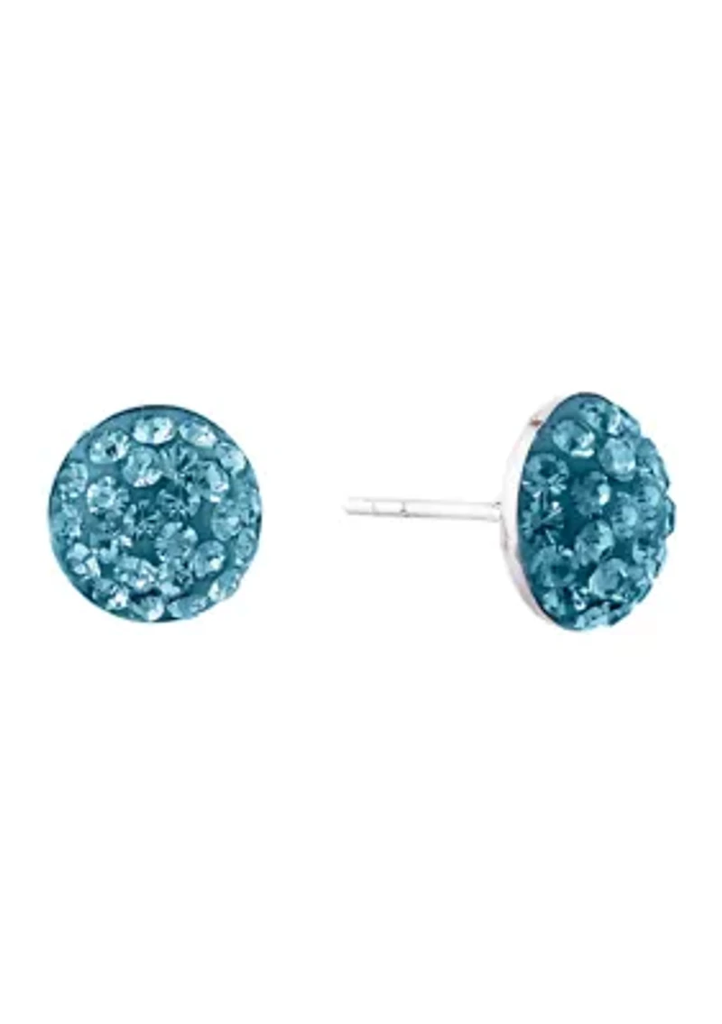 Sterling Silver 9 Millimeter Crystal Pavé Ball Stud Earrings