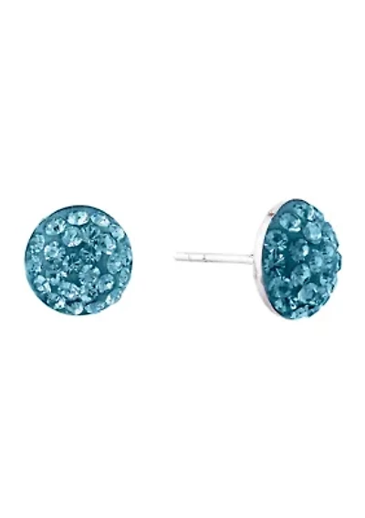Sterling Silver 9 Millimeter Crystal Pavé Ball Stud Earrings