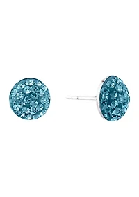 Sterling Silver 9 Millimeter Crystal Pavé Ball Stud Earrings