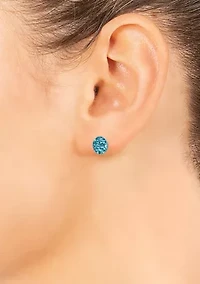 Sterling Silver 9 Millimeter Crystal Pavé Ball Stud Earrings
