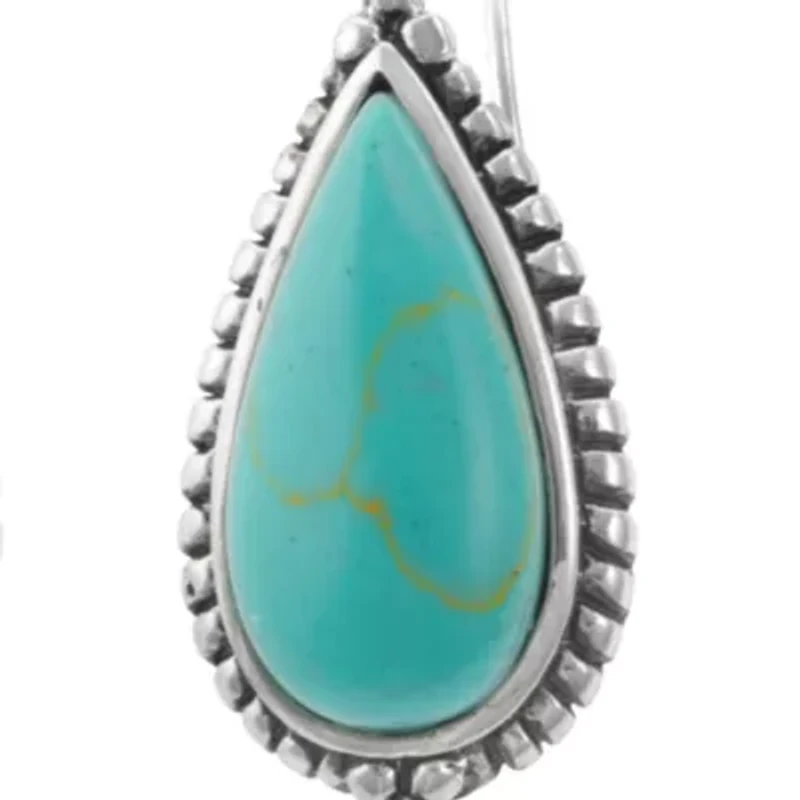 Sterling Silver Reconstituted Turquoise Tear Wire Earrings