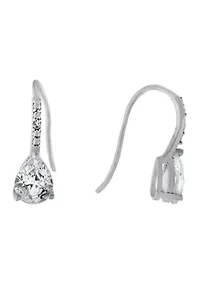Sterling Silver Cubic Zirconia Teardrop Wire Earrings