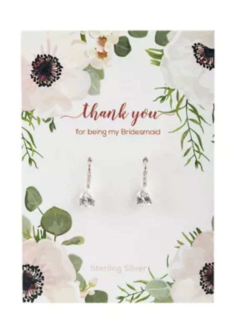 Sterling Silver Cubic Zirconia Teardrop Wire Earrings