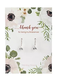 Sterling Silver Cubic Zirconia Teardrop Wire Earrings