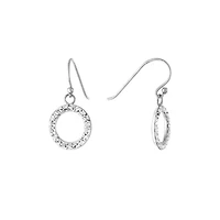 Sterling Silver Crystal Open Round Drop Earrings