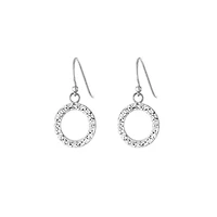 Sterling Silver Crystal Open Round Drop Earrings