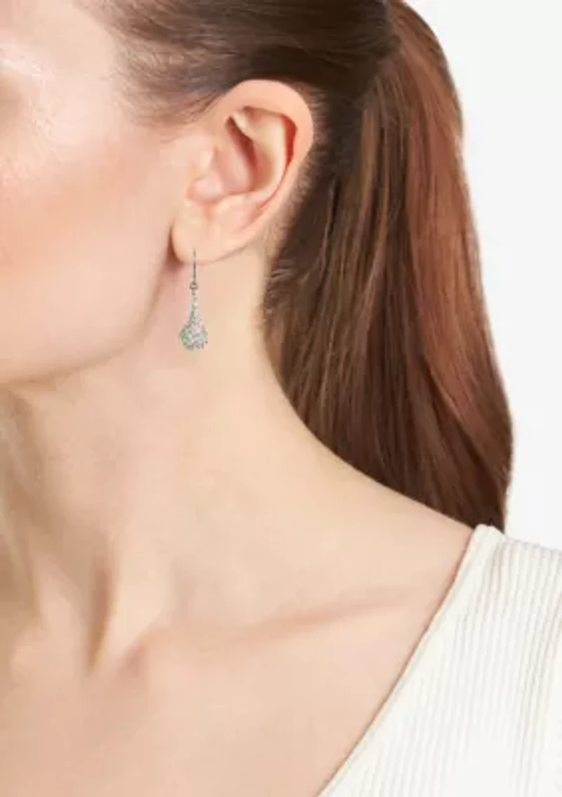 Sterling Silver Crystal Pavé Genie Drop Earrings