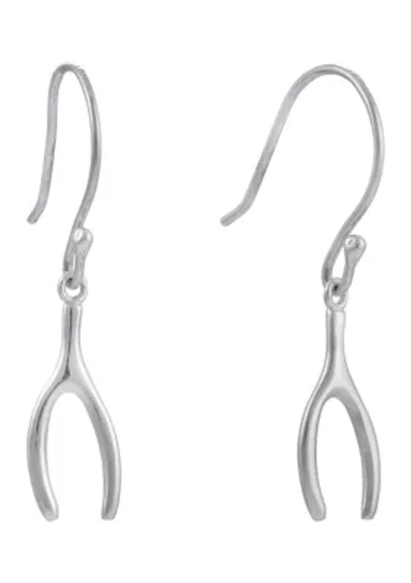 Sterling Silver Wishbone Drop Earrings
