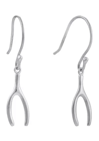 Sterling Silver Wishbone Drop Earrings