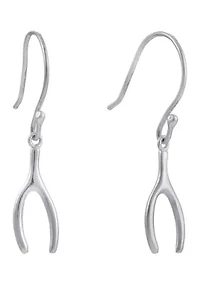 Sterling Silver Wishbone Drop Earrings
