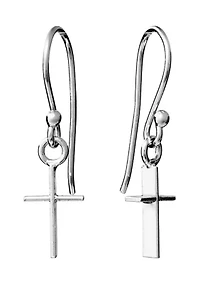 Sterling Silver Cross Drop Earrings