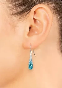 Sterling Silver Ombré  Crystal Pavé Teardrop French Wire Earrings