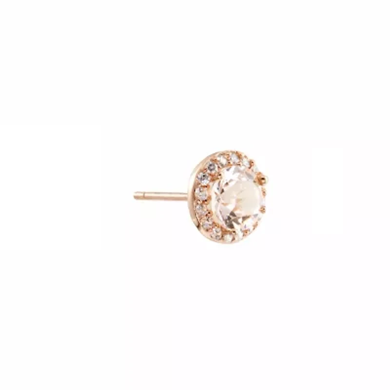 Rose Gold Over Sterling Silver Crystal and Cubic Zirconia Halo Stud Earrings