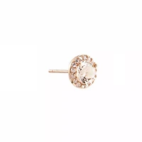 Rose Gold Over Sterling Silver Crystal and Cubic Zirconia Halo Stud Earrings