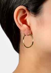 Gold Over Sterling Silver 1.28-in. Diamond Cut Clicktop Hoop Earrings