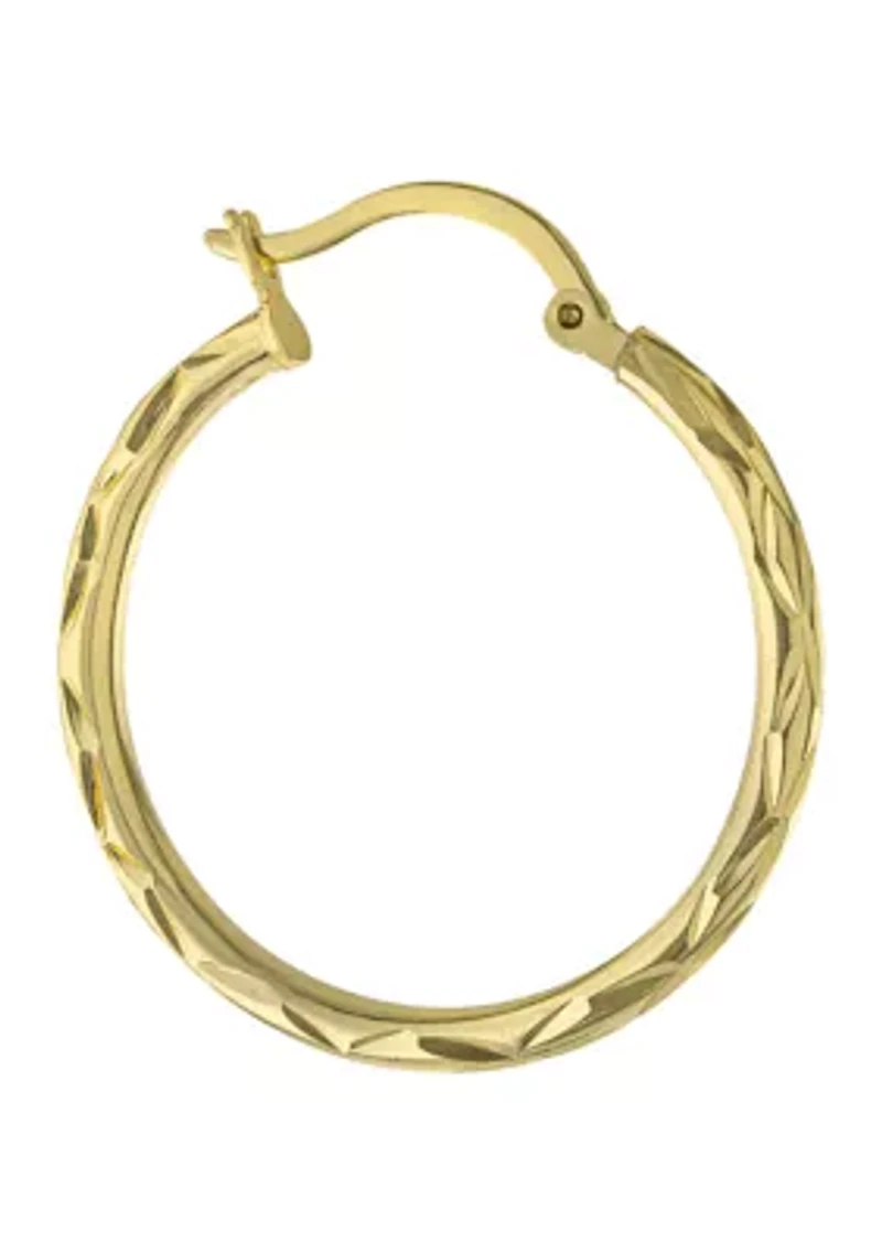 Gold Over Sterling Silver 1.28-in. Diamond Cut Clicktop Hoop Earrings