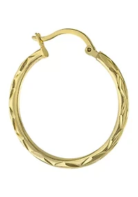 Gold Over Sterling Silver 1.28-in. Diamond Cut Clicktop Hoop Earrings