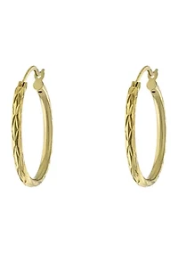 Gold Over Sterling Silver 1.28-in. Diamond Cut Clicktop Hoop Earrings