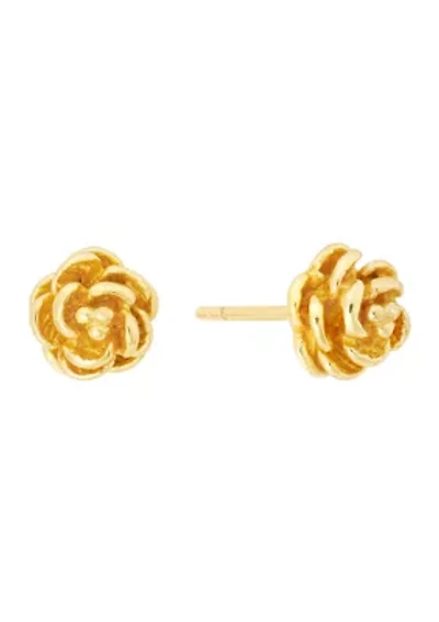 Sterling Silver Rose Stud Earrings