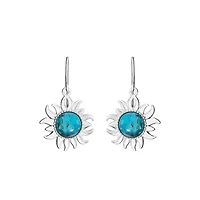 Sterling Silver Genuine Turquoise Sun Drop Earrings