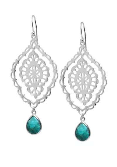 Sterling Silver Marquis Enhanced Turquoise Drop Earrings