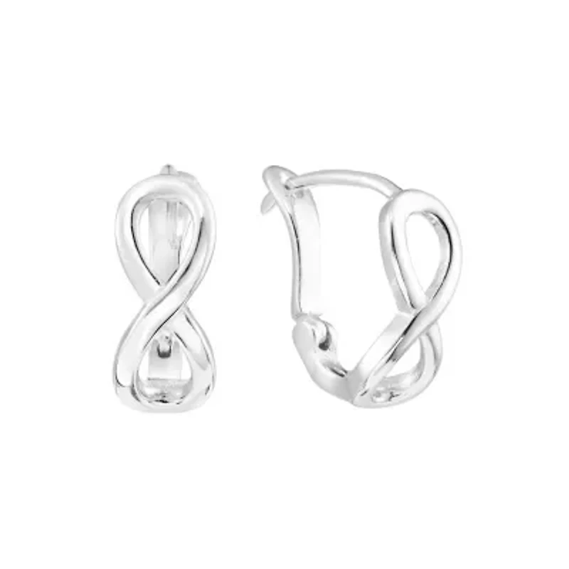 Sterling Silver .5IN Small Infinity Clutchless Hoop Earrings